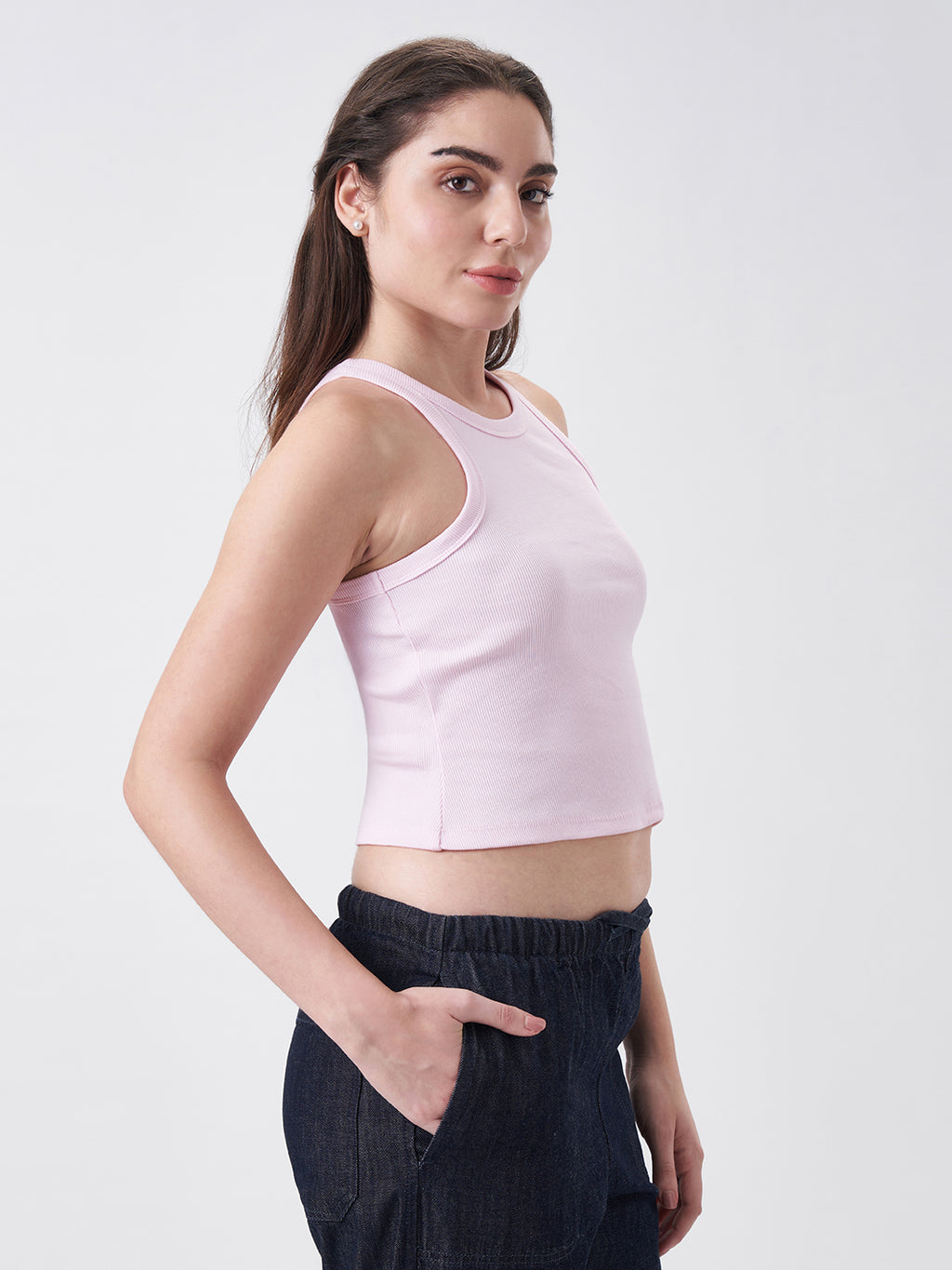 Womens Halter Tank Top Blush Pink