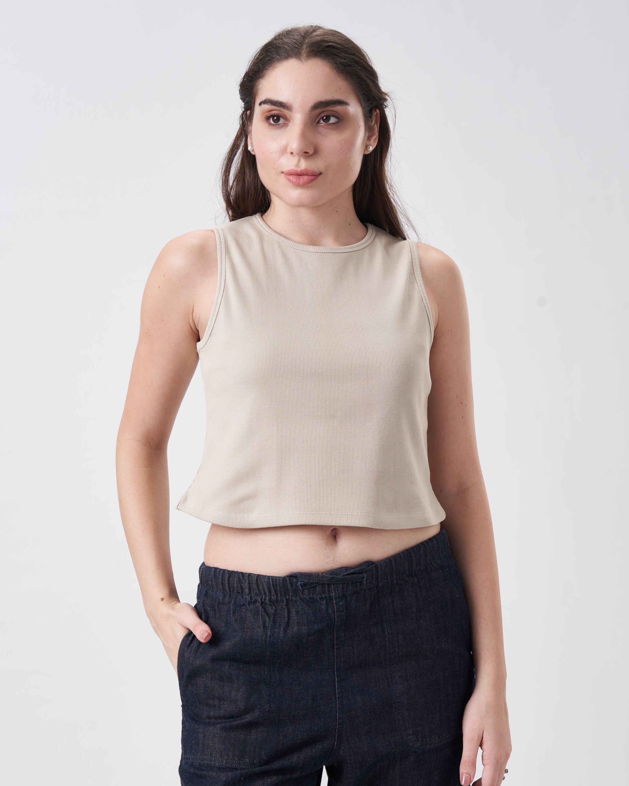 Womens Regular Tank Top Honey Beige