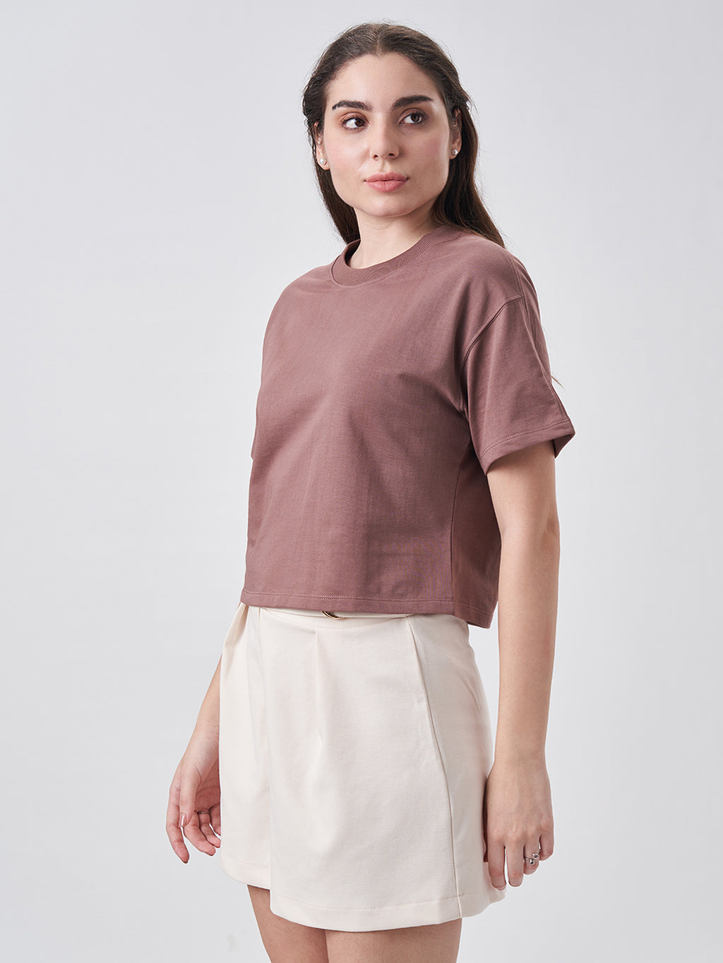 Womens Crop Boxy T Shirt Coffee Brew