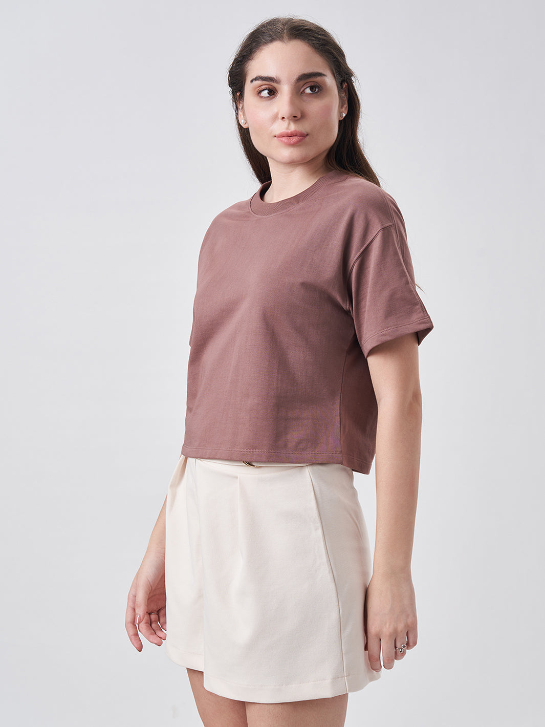 Womens Crop Boxy T Shirt Coffee Brew