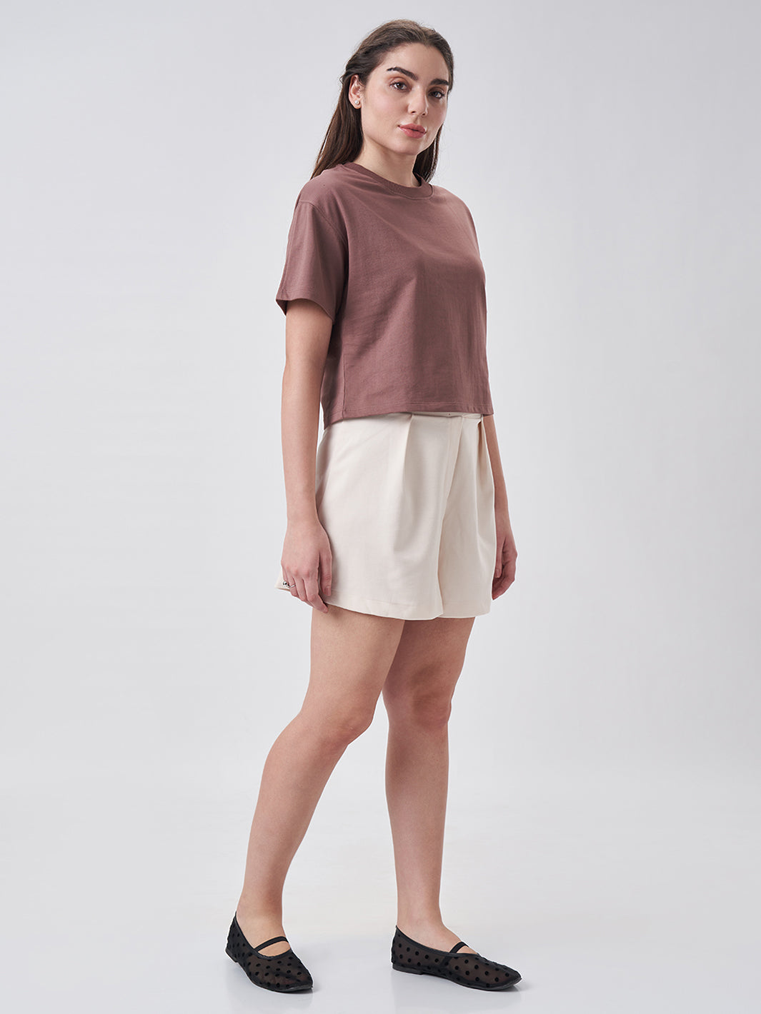 Womens Crop Boxy T Shirt Coffee Brew