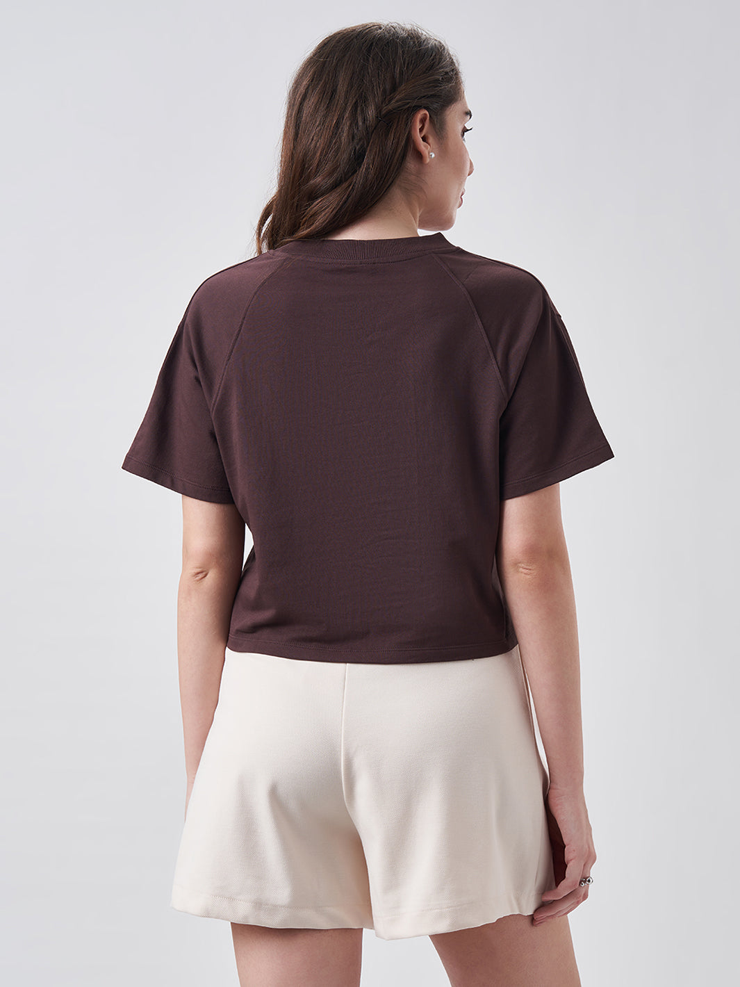 Womens Crop Boxy T Shirt Cocoa Brown