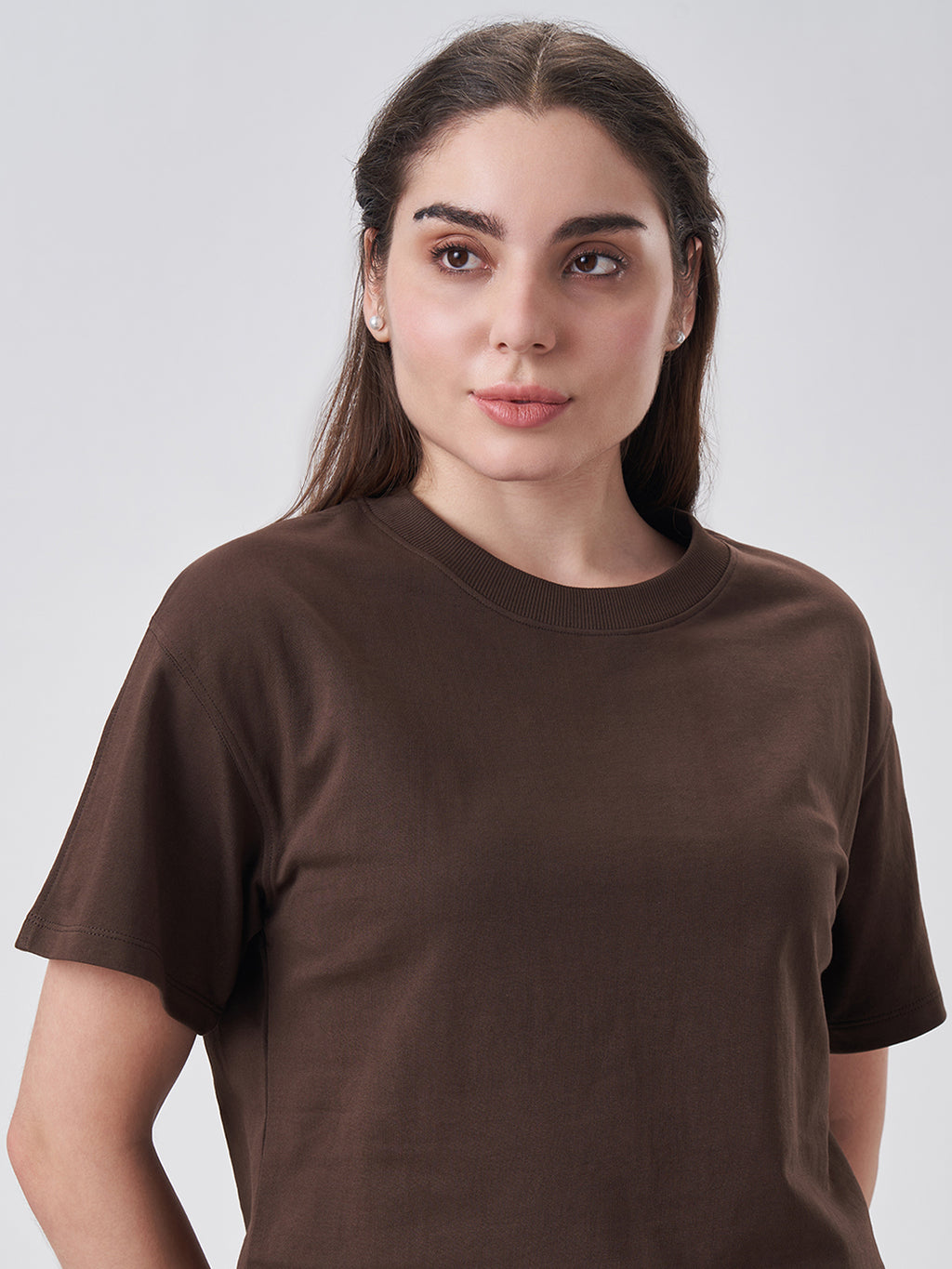 Womens Crop Boxy T Shirt Chocolate Fudge