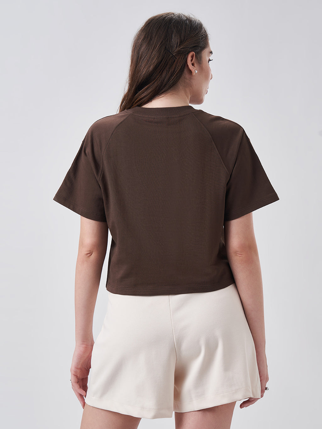 Womens Crop Boxy T Shirt Chocolate Fudge