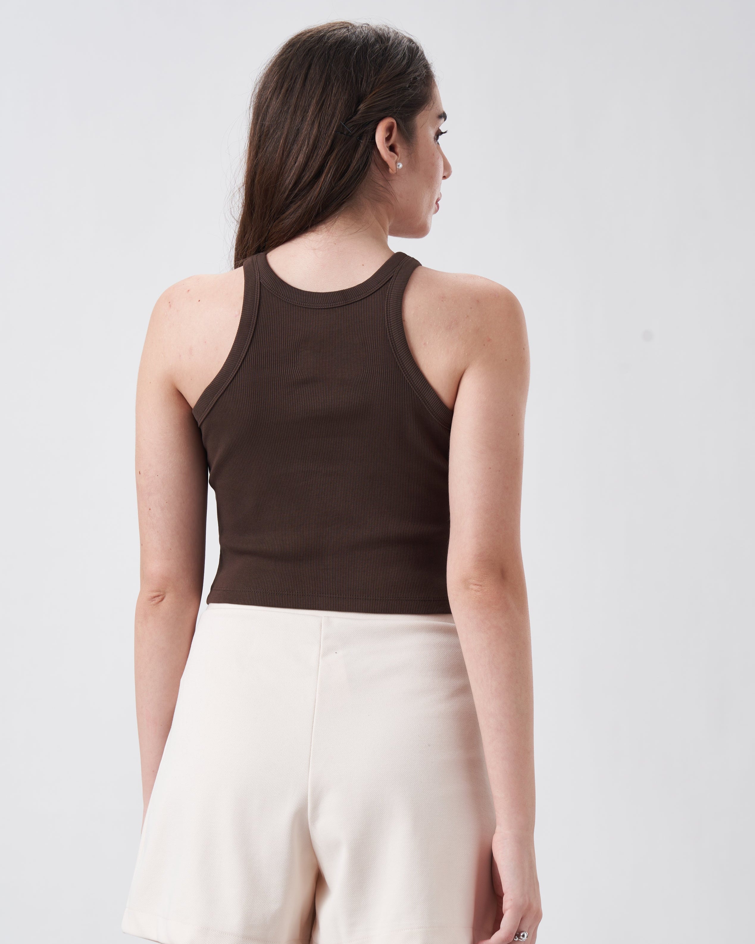 Womens Halter Tank Top Chocolate Fudge