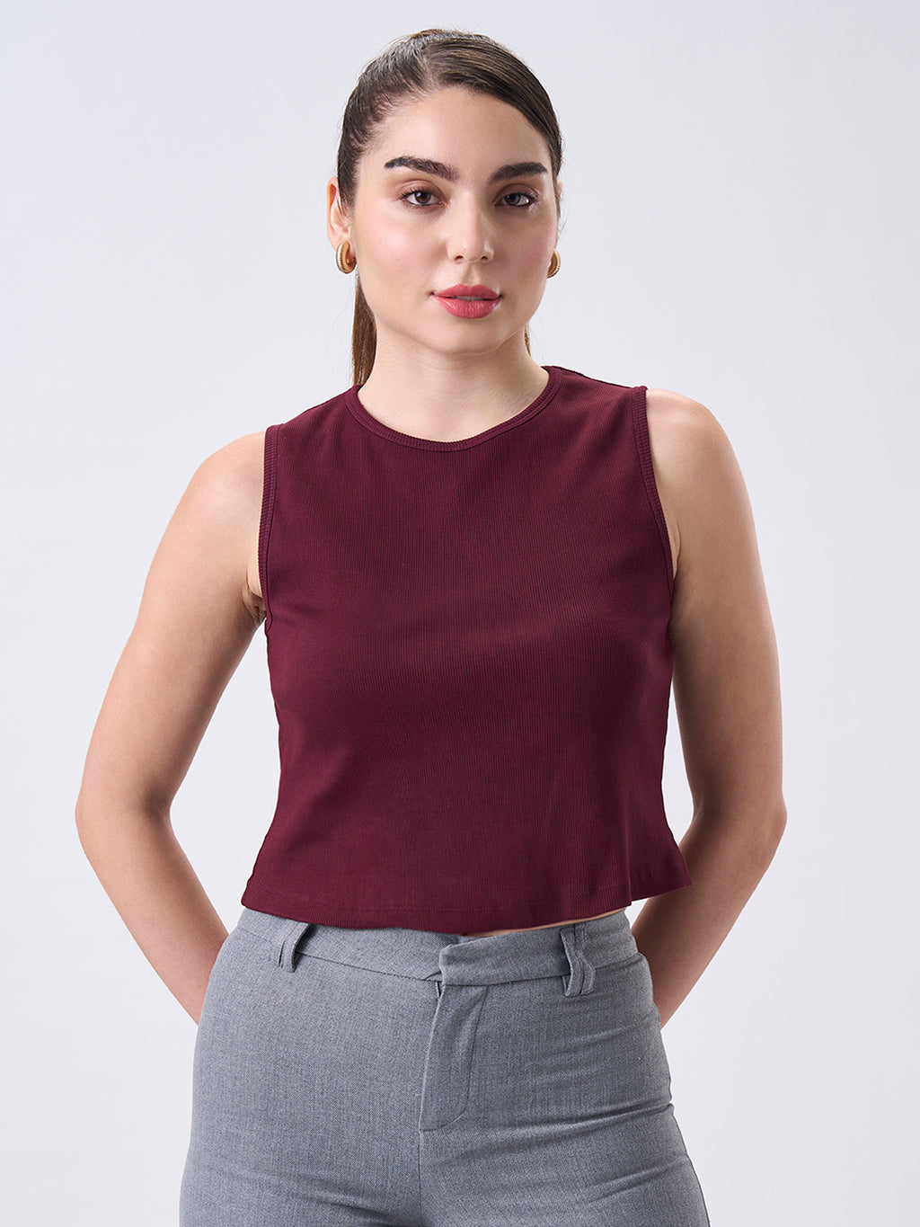 Womens Regular Tank Top Berry Maroon