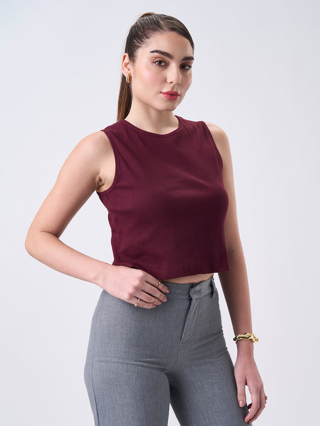 Womens Regular Tank Top Berry Maroon