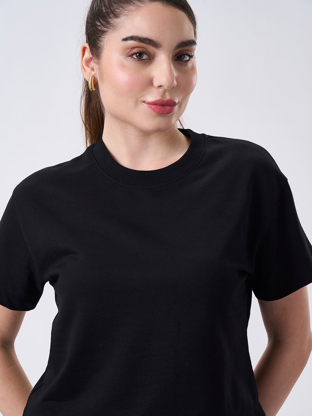 Womens Crop Boxy T Shirt Jet Black