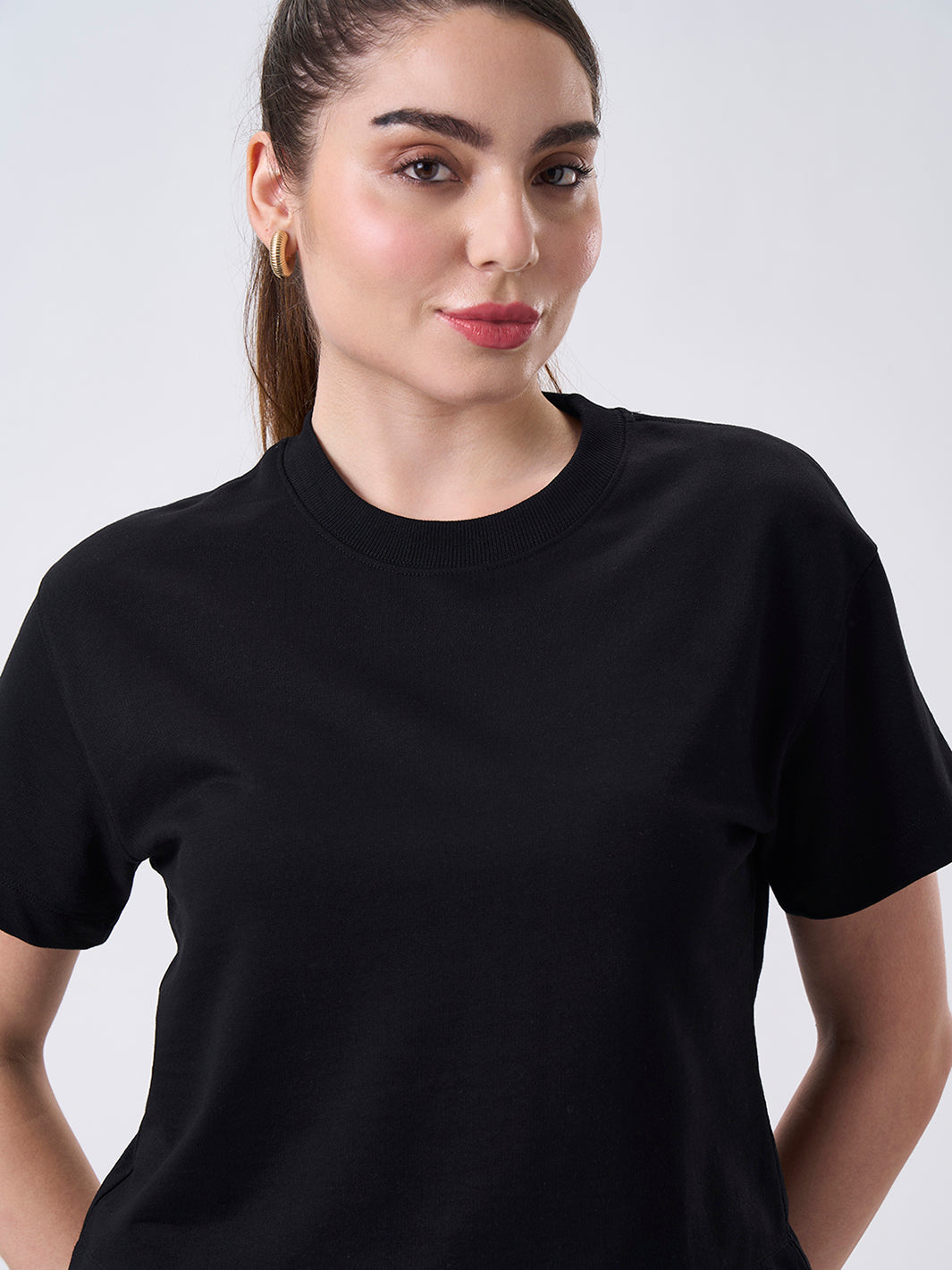 Womens Crop Boxy T Shirt Jet Black