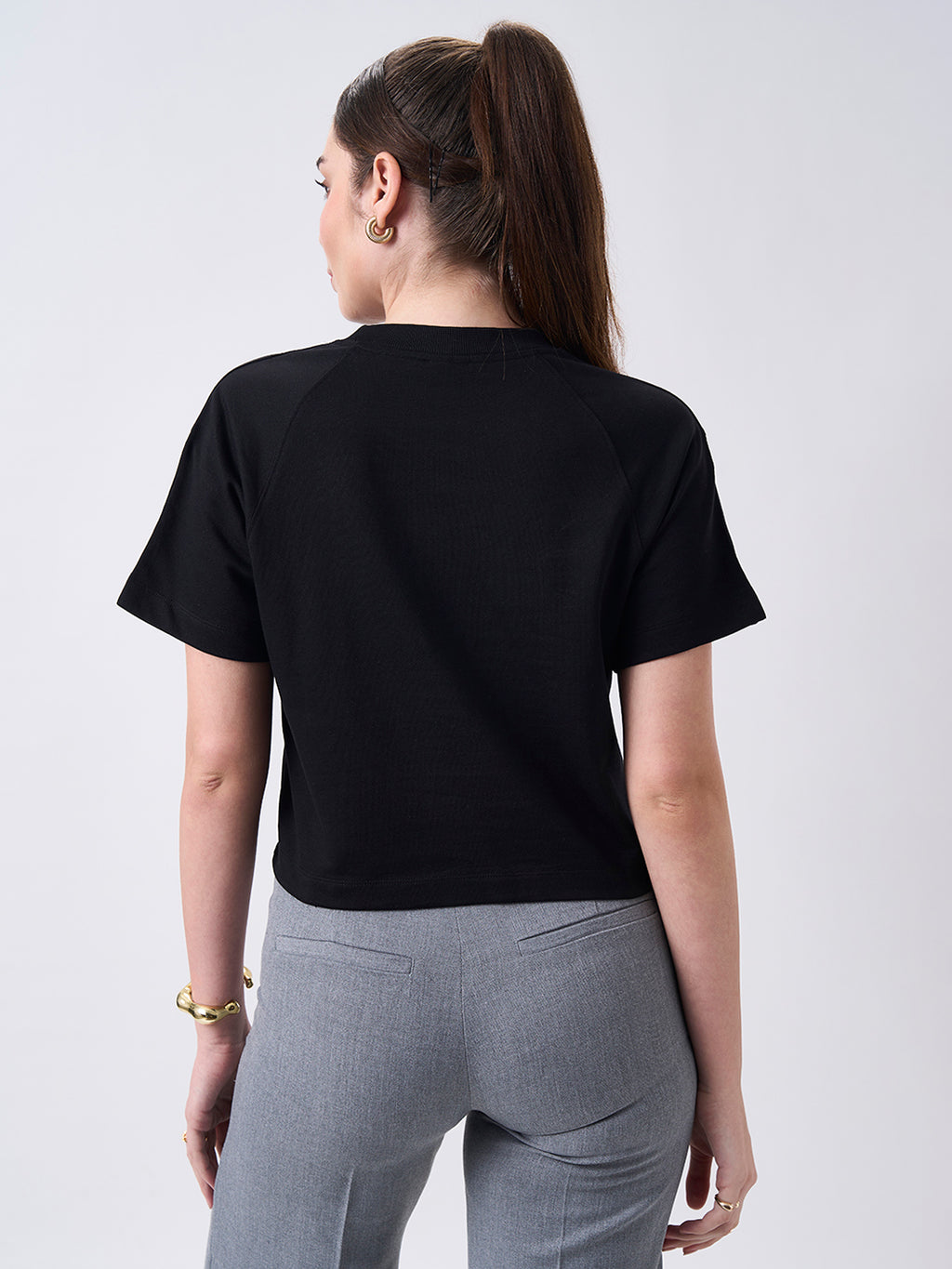 Womens Crop Boxy T Shirt Jet Black