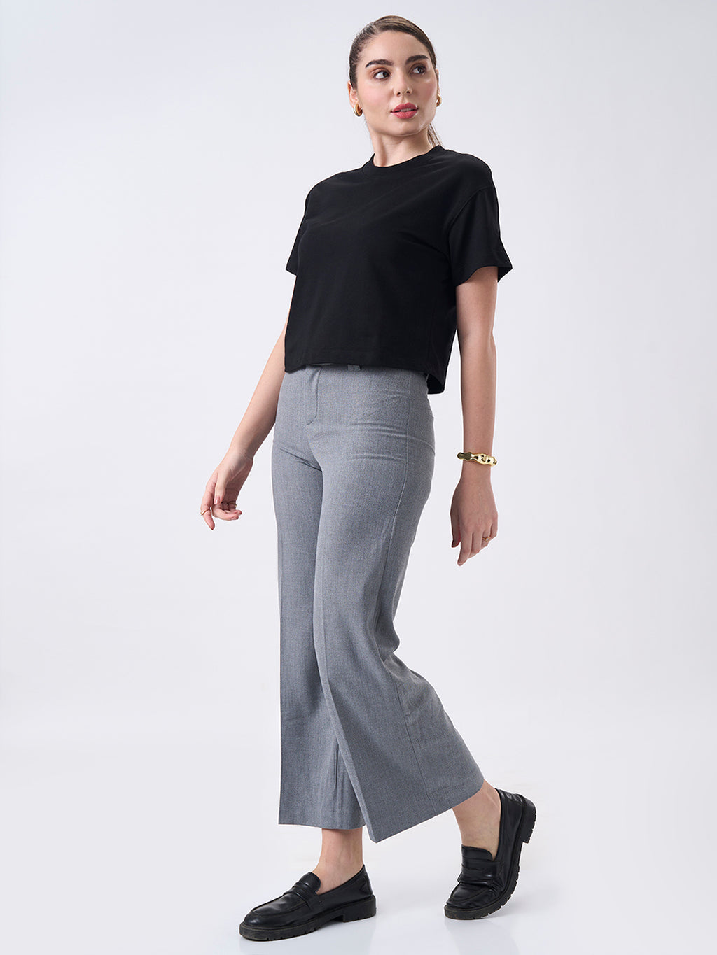 Womens Crop Boxy T Shirt Jet Black