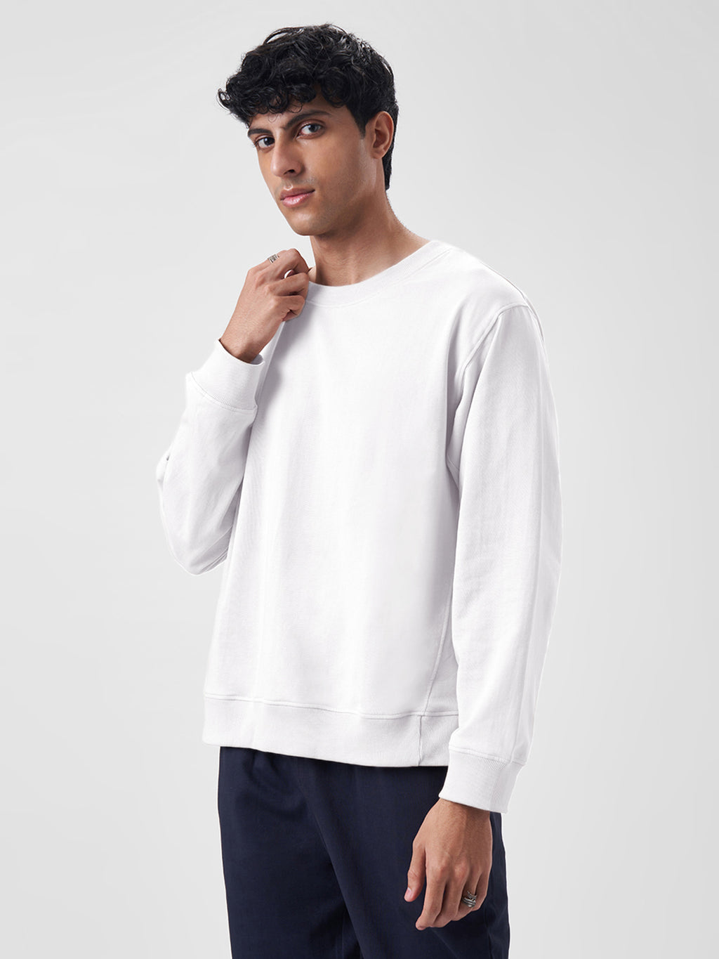 Mens Sweatshirt Pearl White