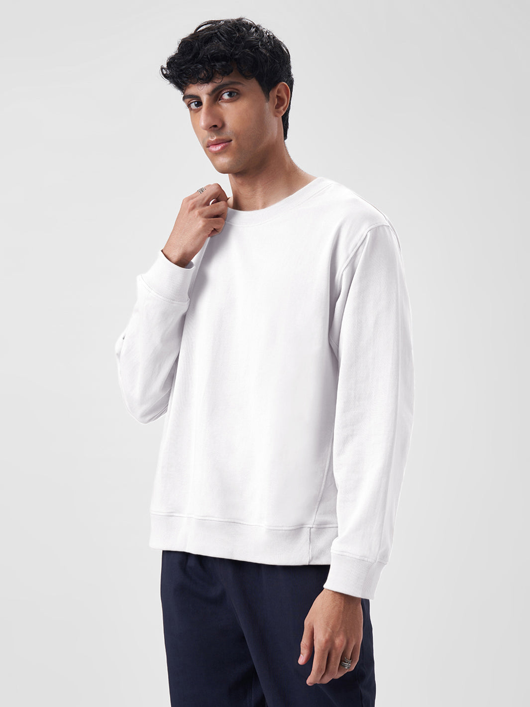 Mens Sweatshirt Pearl White