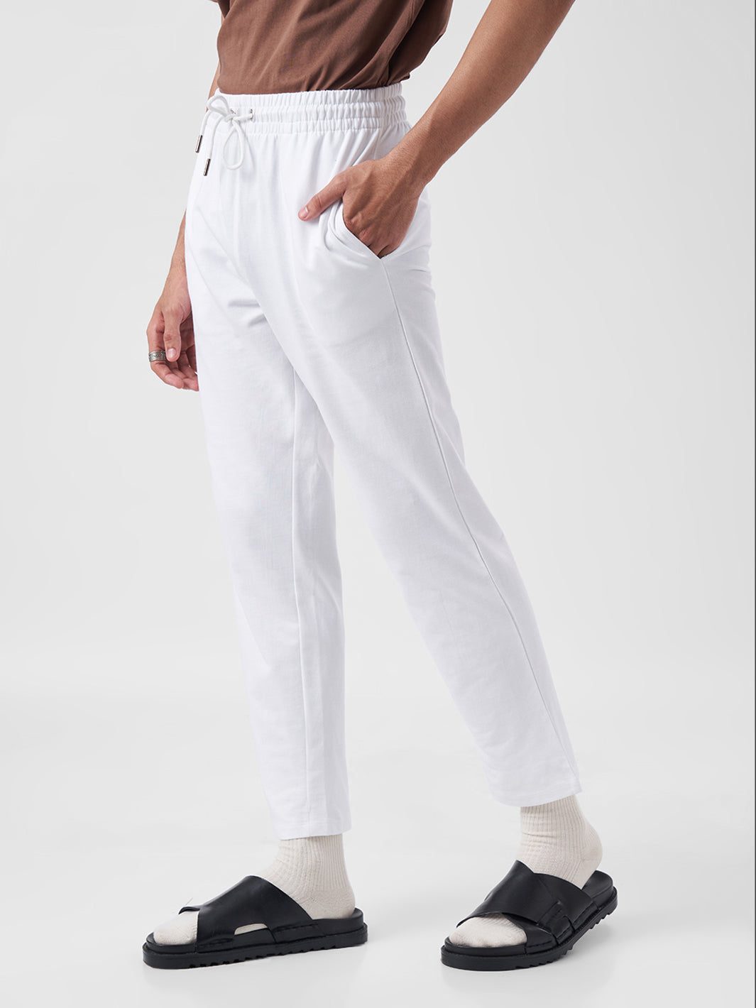 Mens Joggers  Pearl White