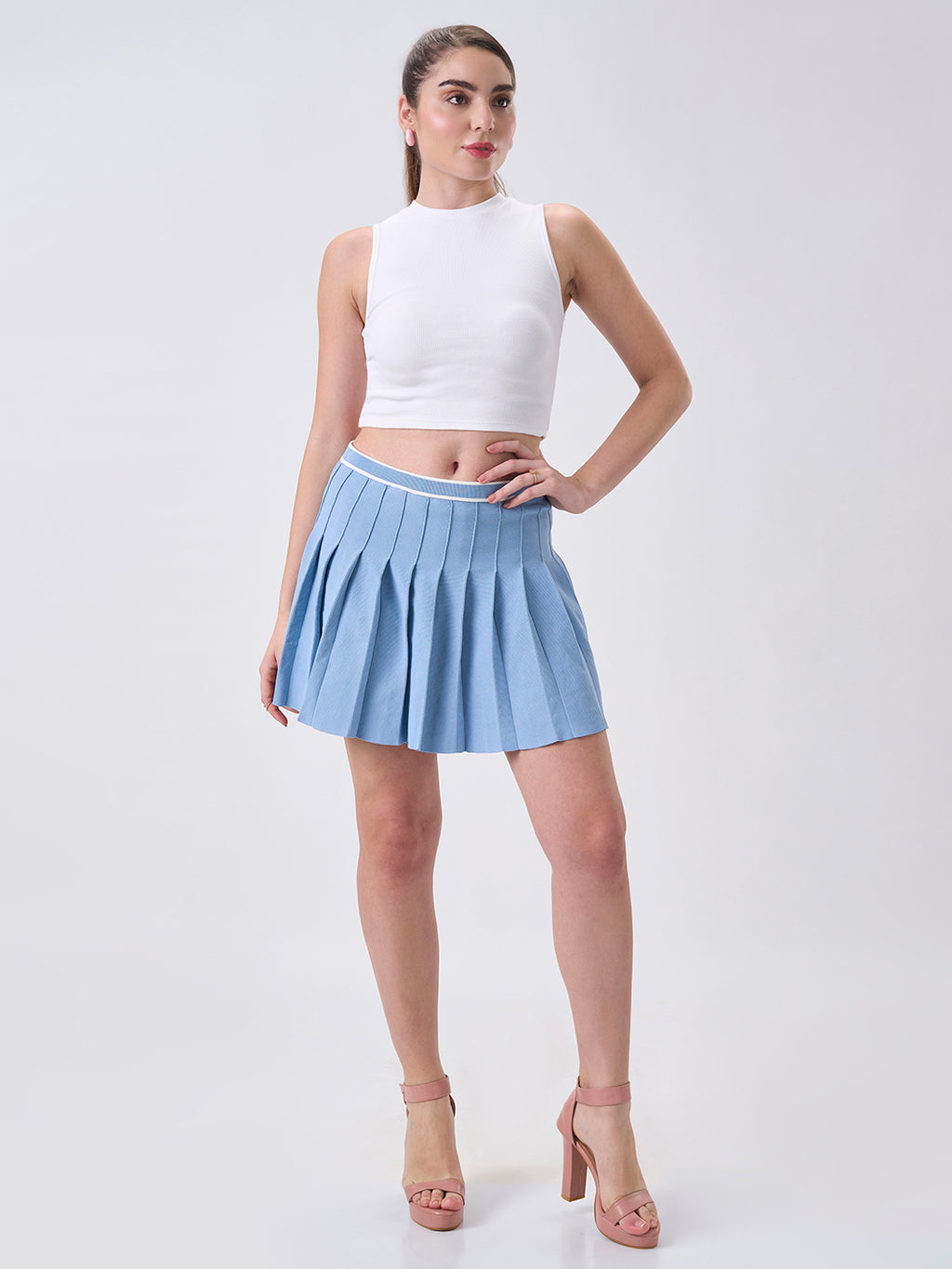 Womens Crop Tank Top Pearl White