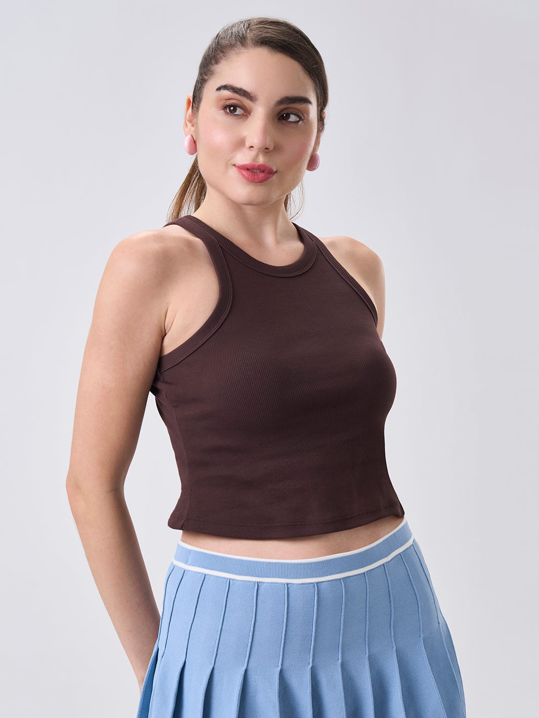 Womens Halter Tank Top Cocoa Brown