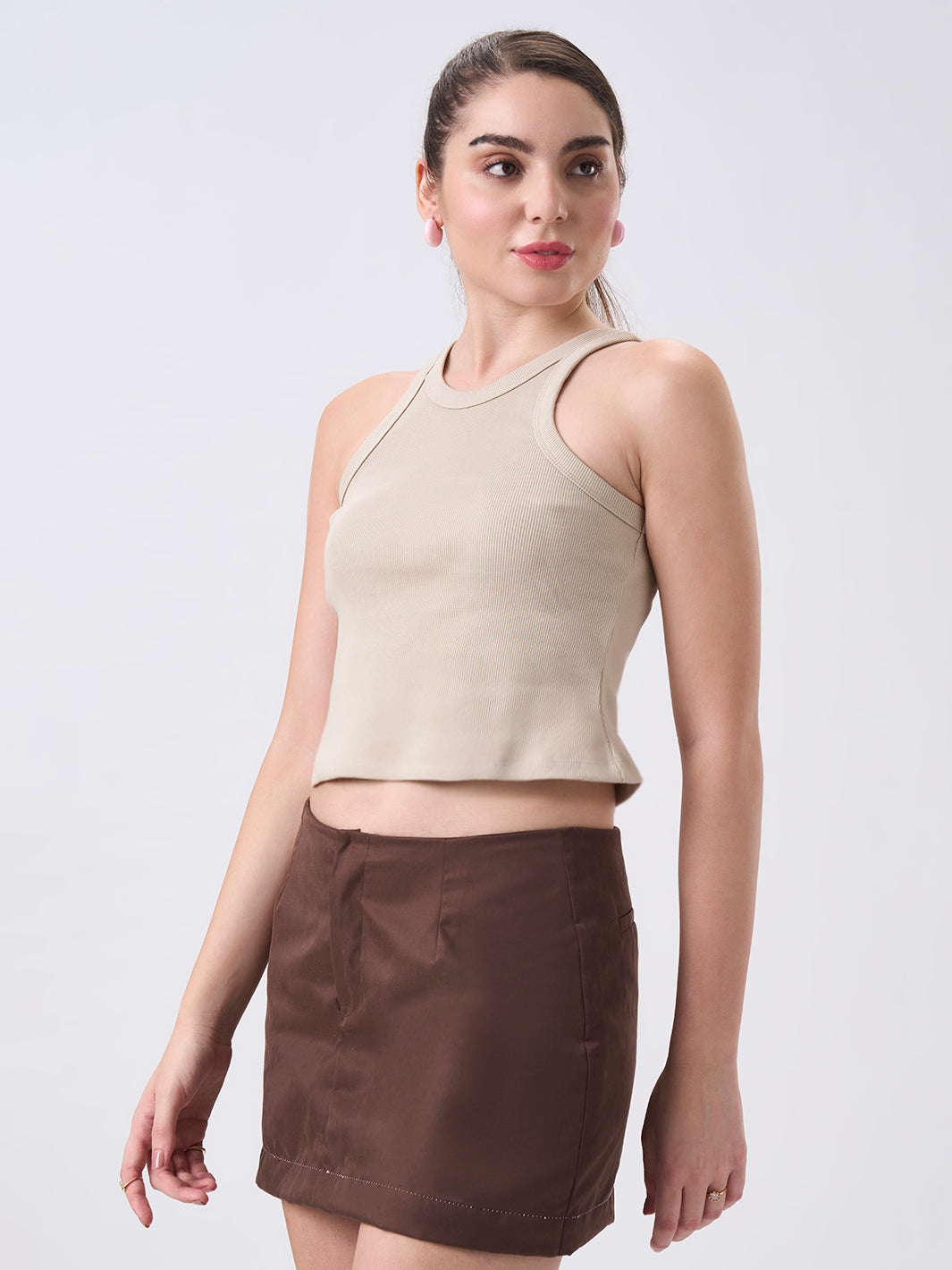 Womens Halter Tank Top Honey Beige