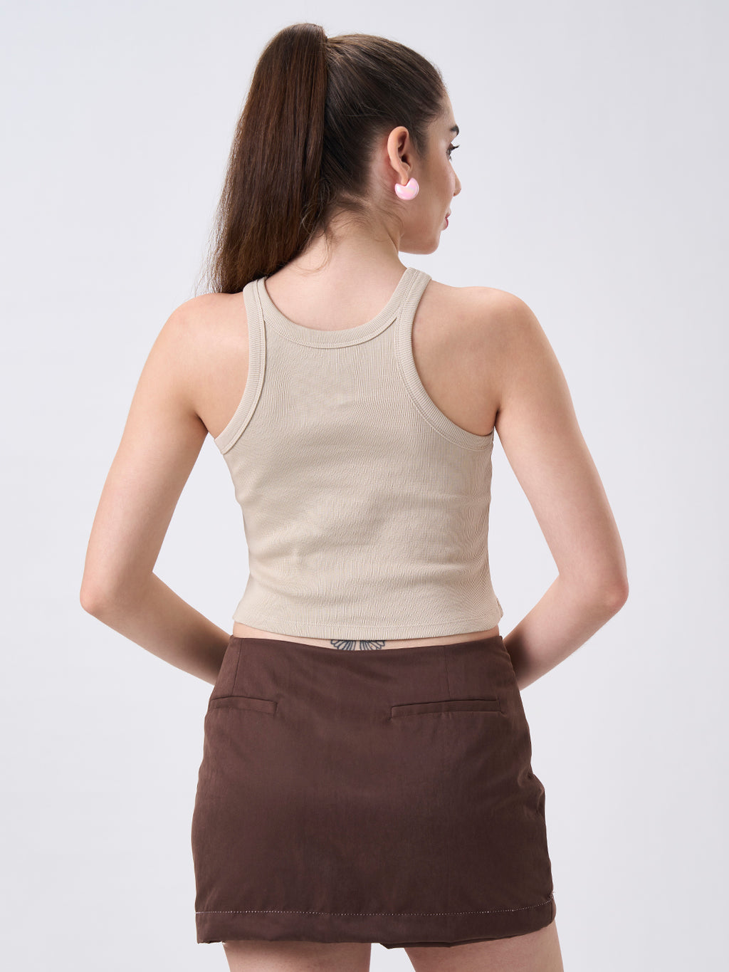 Womens Halter Tank Top Honey Beige