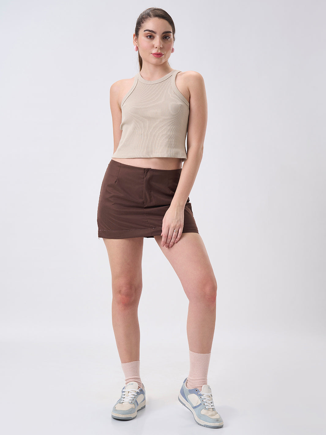 Womens Halter Tank Top Honey Beige