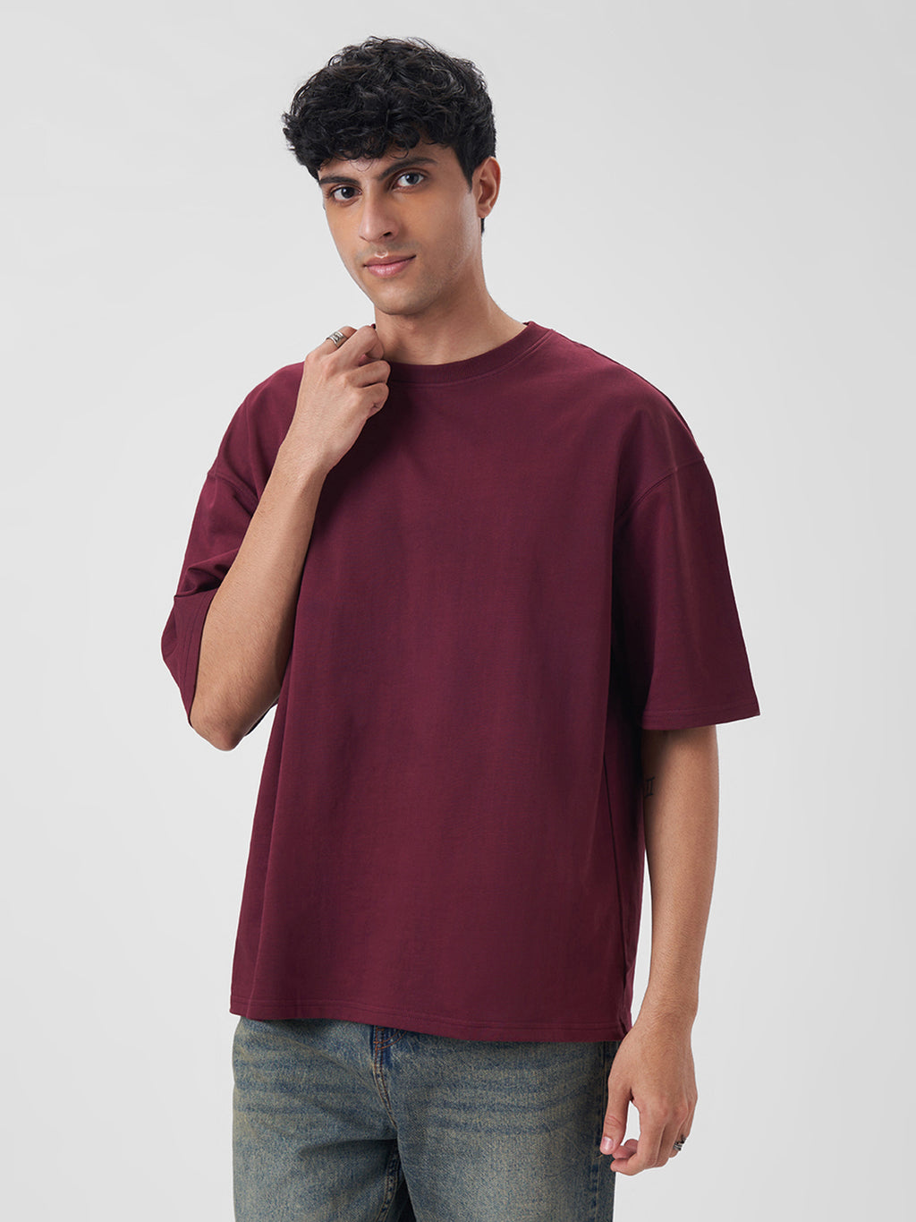 Mens Oversized T Shirt Berry Maroon