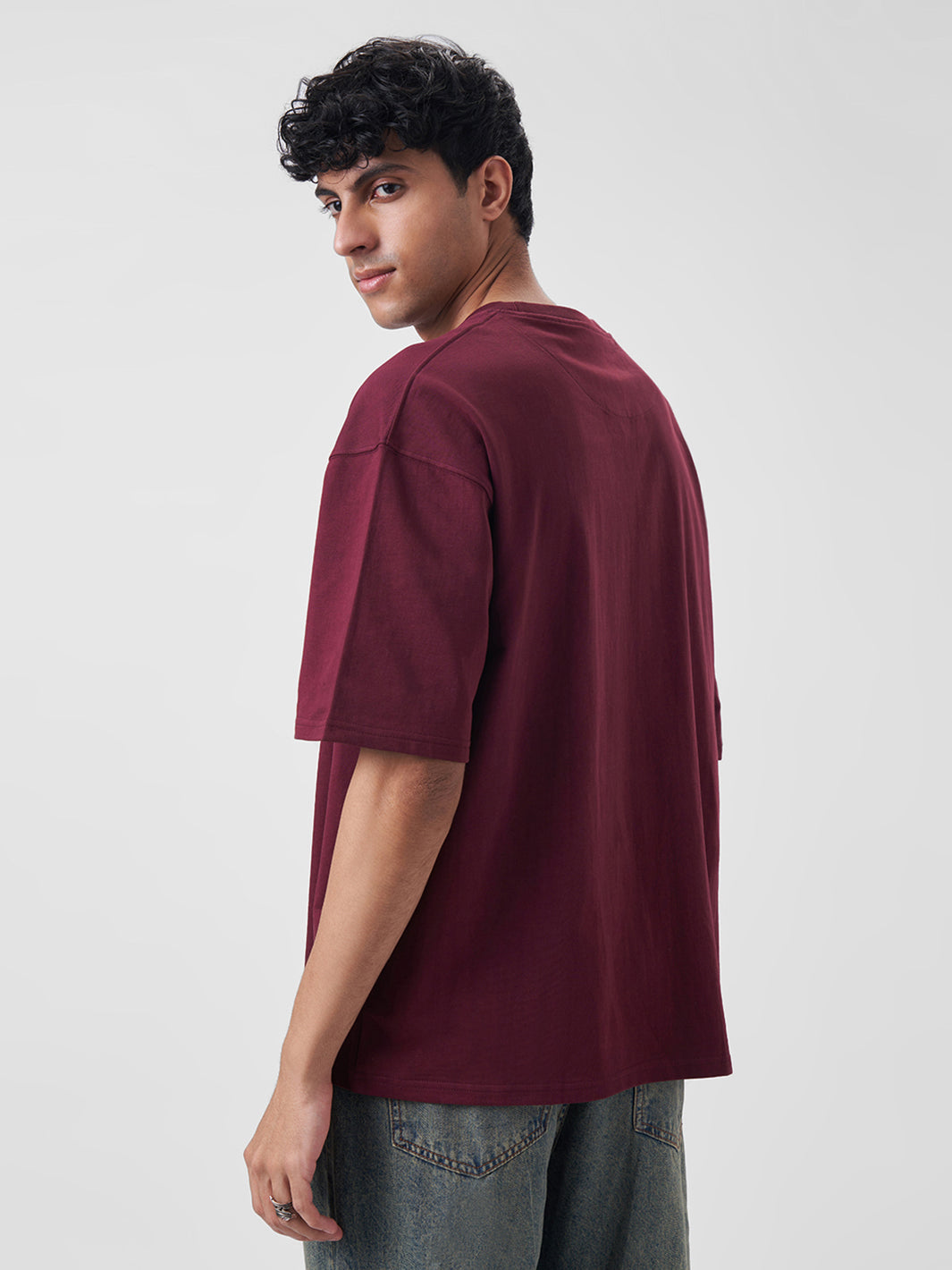 Mens Oversized T Shirt Berry Maroon