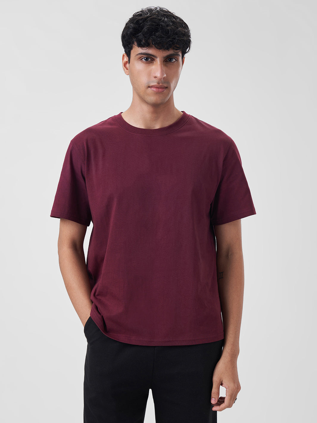 Mens Regular T Shirt Berry Maroon