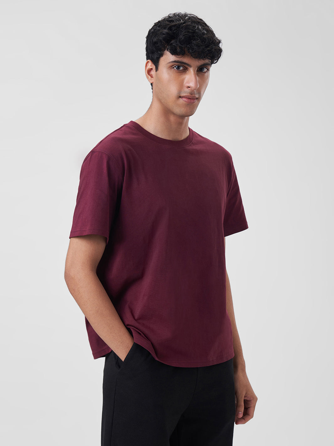 Mens Regular T Shirt Berry Maroon