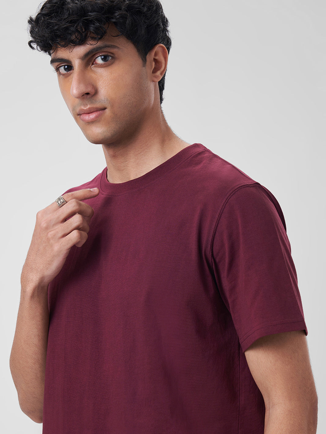 Mens Regular T Shirt Berry Maroon