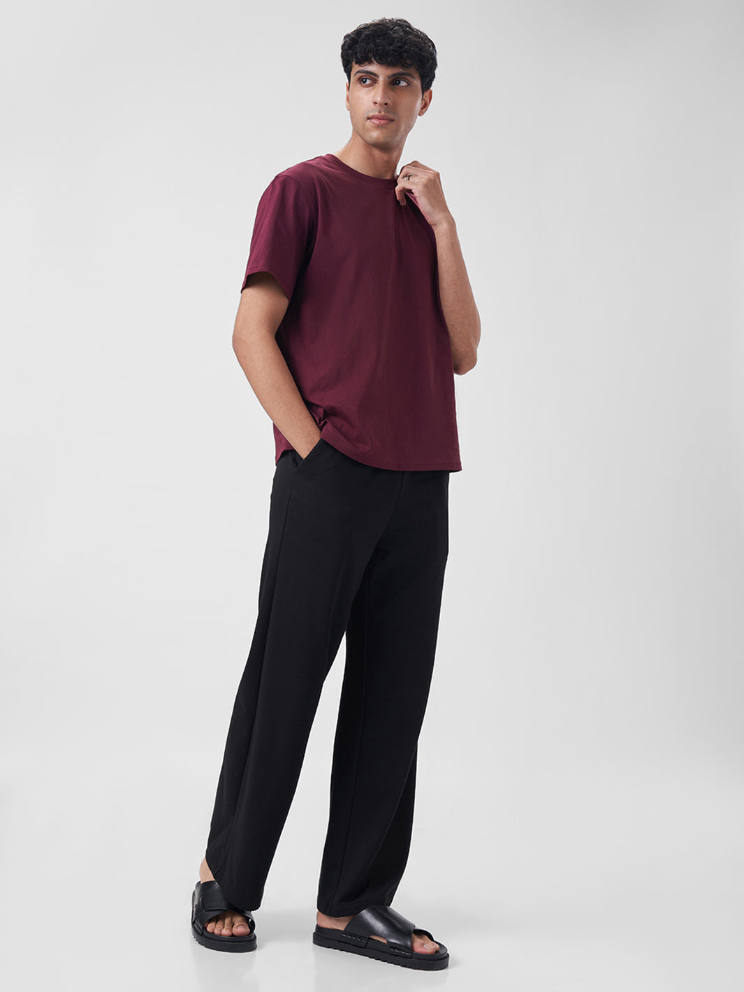 Mens Regular T Shirt Berry Maroon