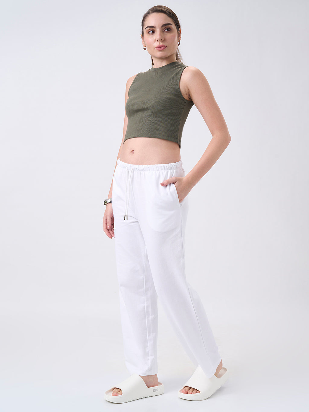 Womens Joggers  Pearl White