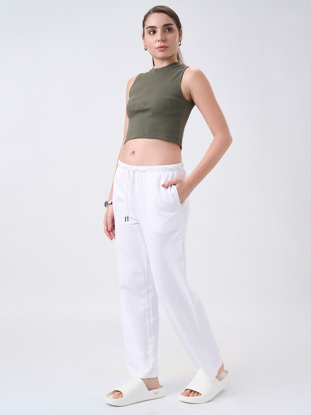 Womens Joggers  Pearl White