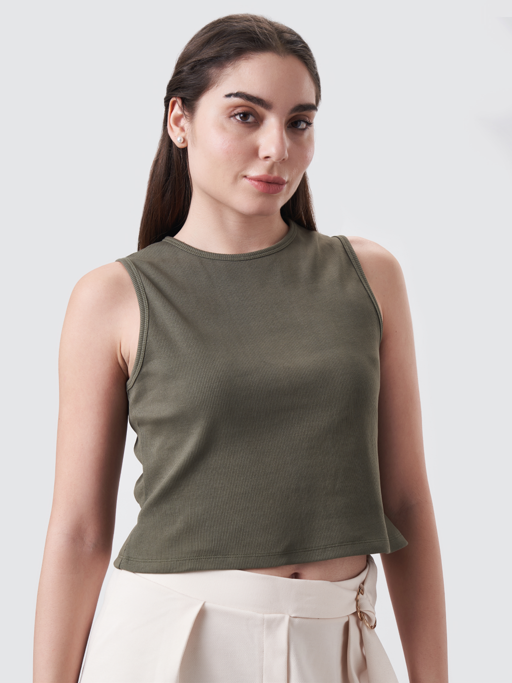 Womens Regular Tank Top Dusty Olive