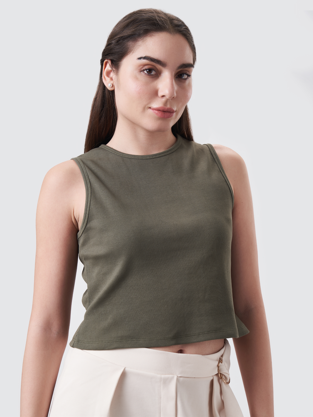 Womens Regular Tank Top Dusty Olive