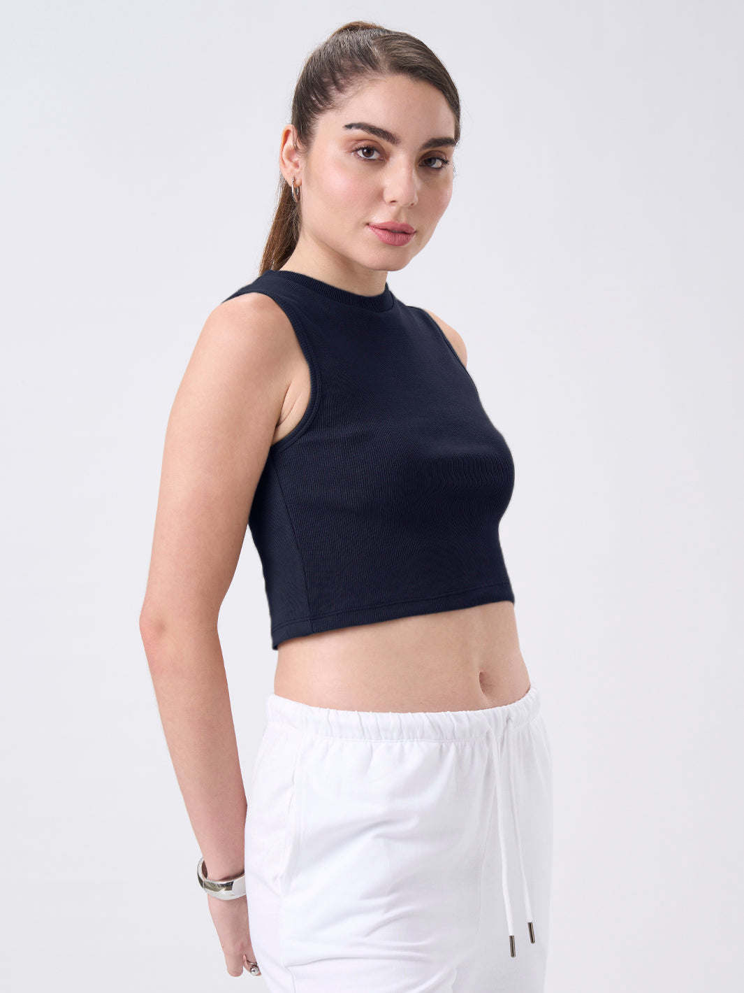 Womens Crop Tank Top Midnight Navy