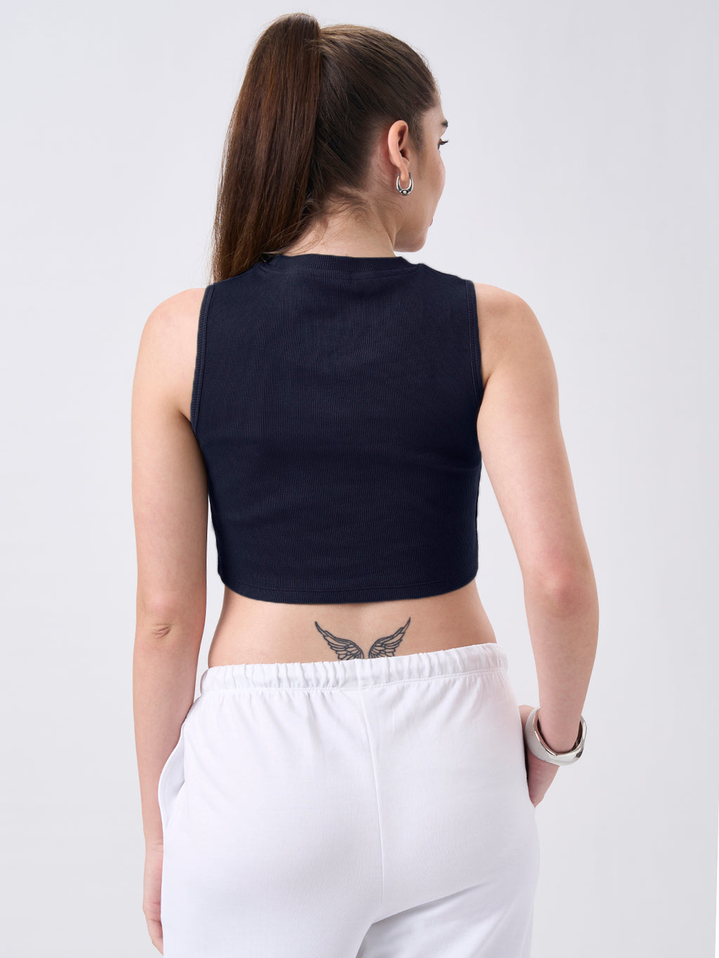 Womens Crop Tank Top Midnight Navy