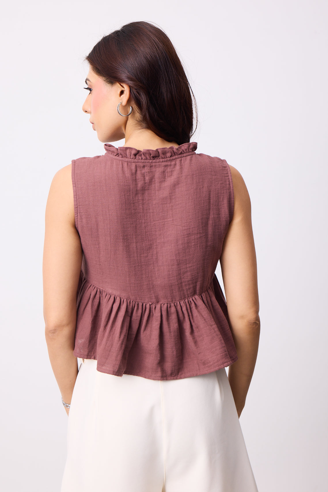 Womens Double Cloth Textured Top - Mauve Mist