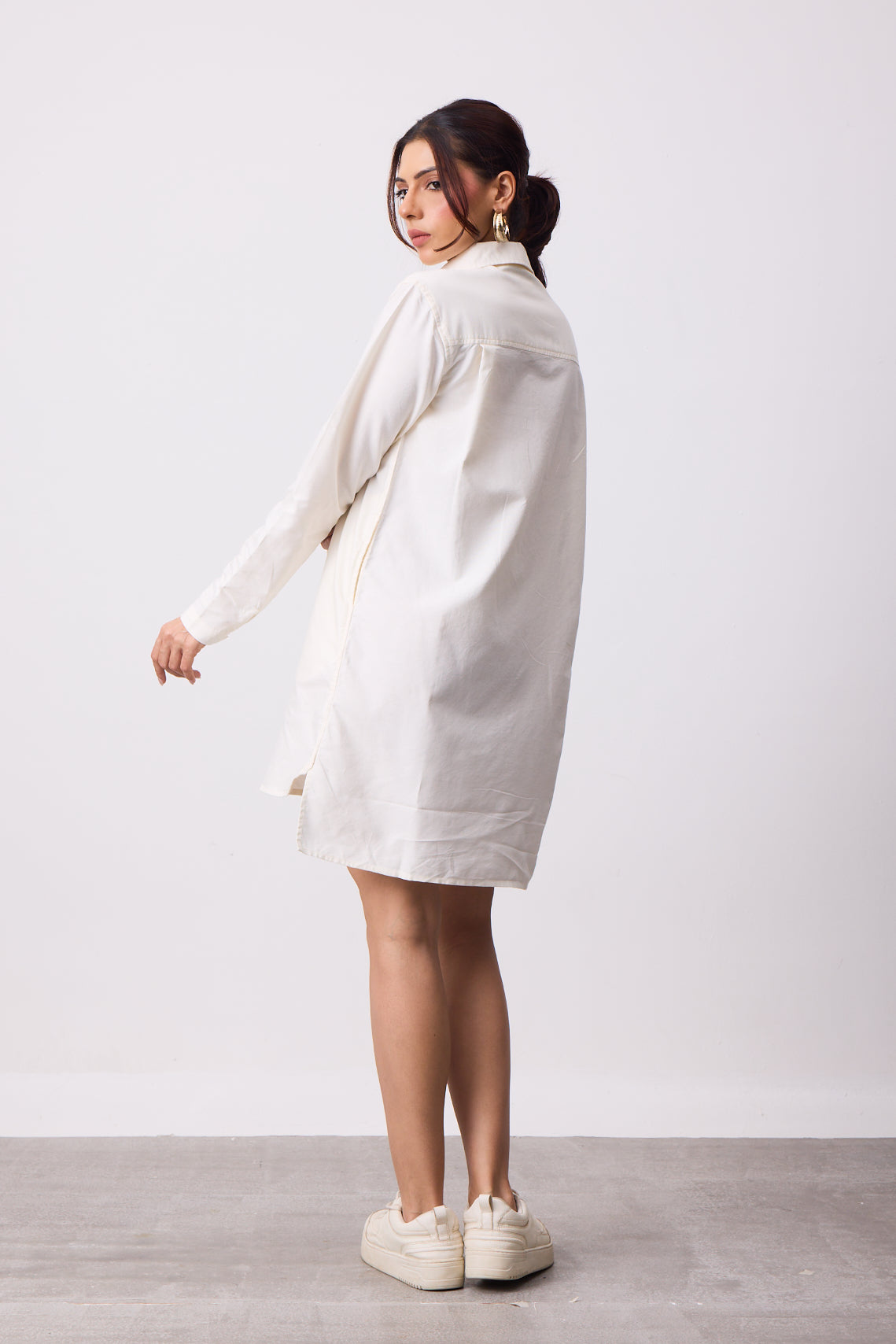 Womens Shirt Dress - Ivory White