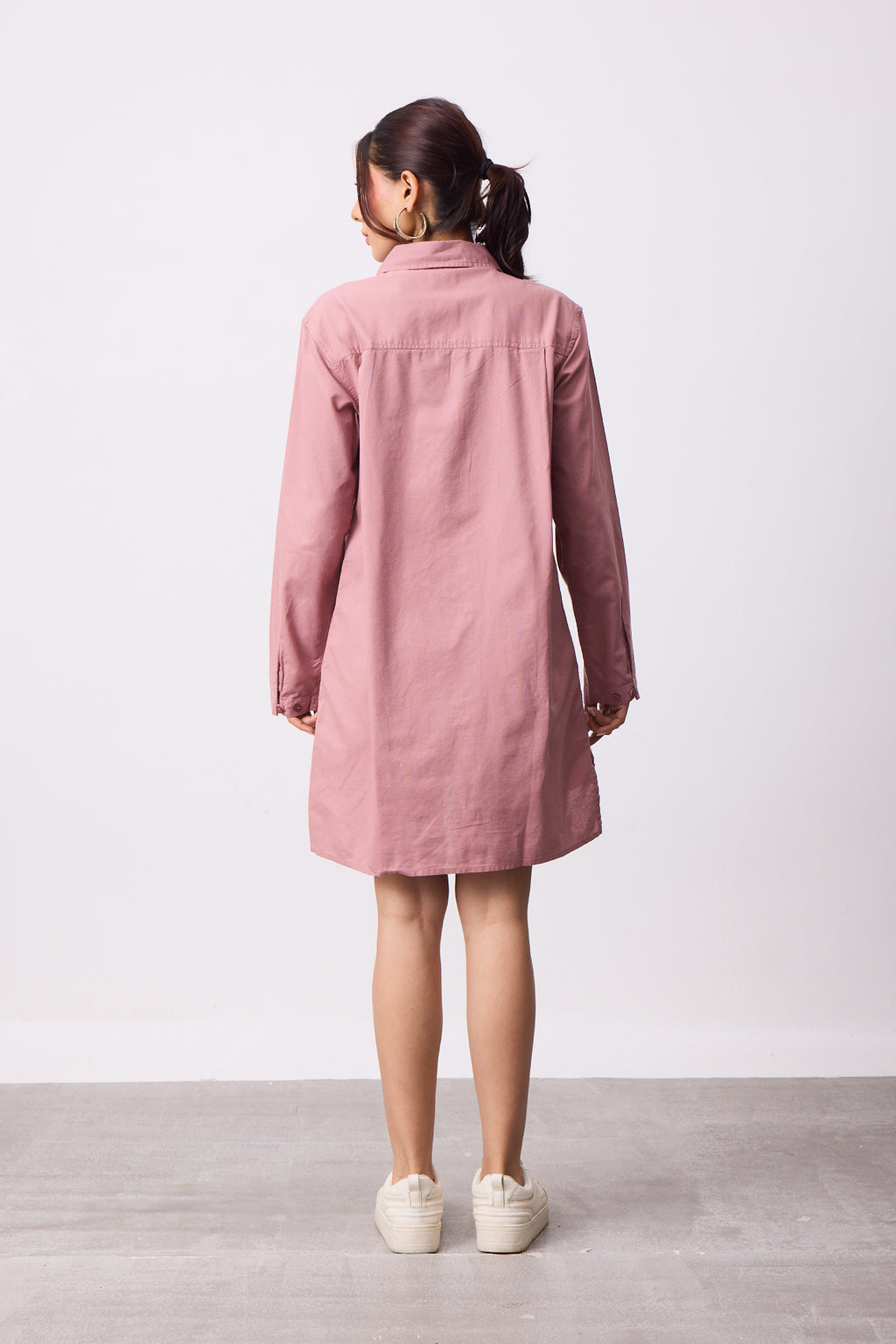 Womens Shirt Dress - Dark Coral