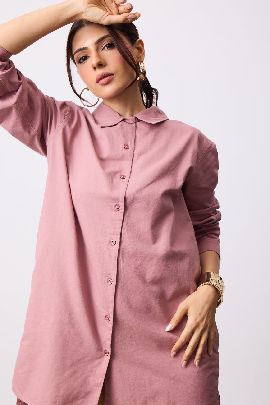 Womens Shirt Dress - Dark Coral