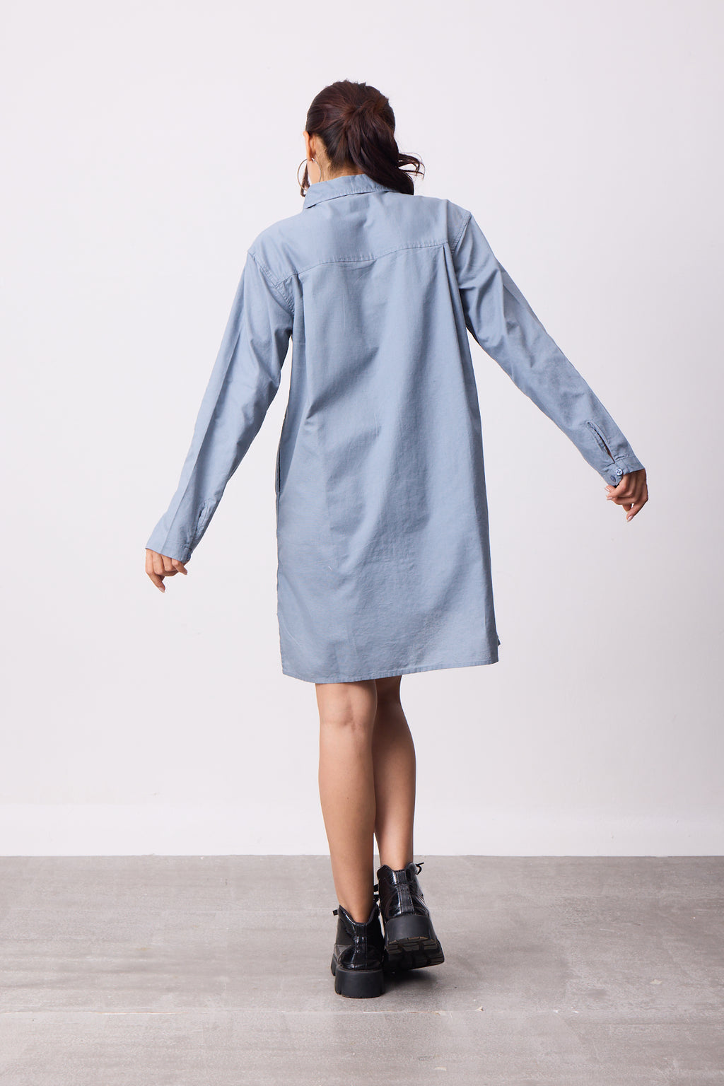 Womens Shirt Dress - Dusty Blue