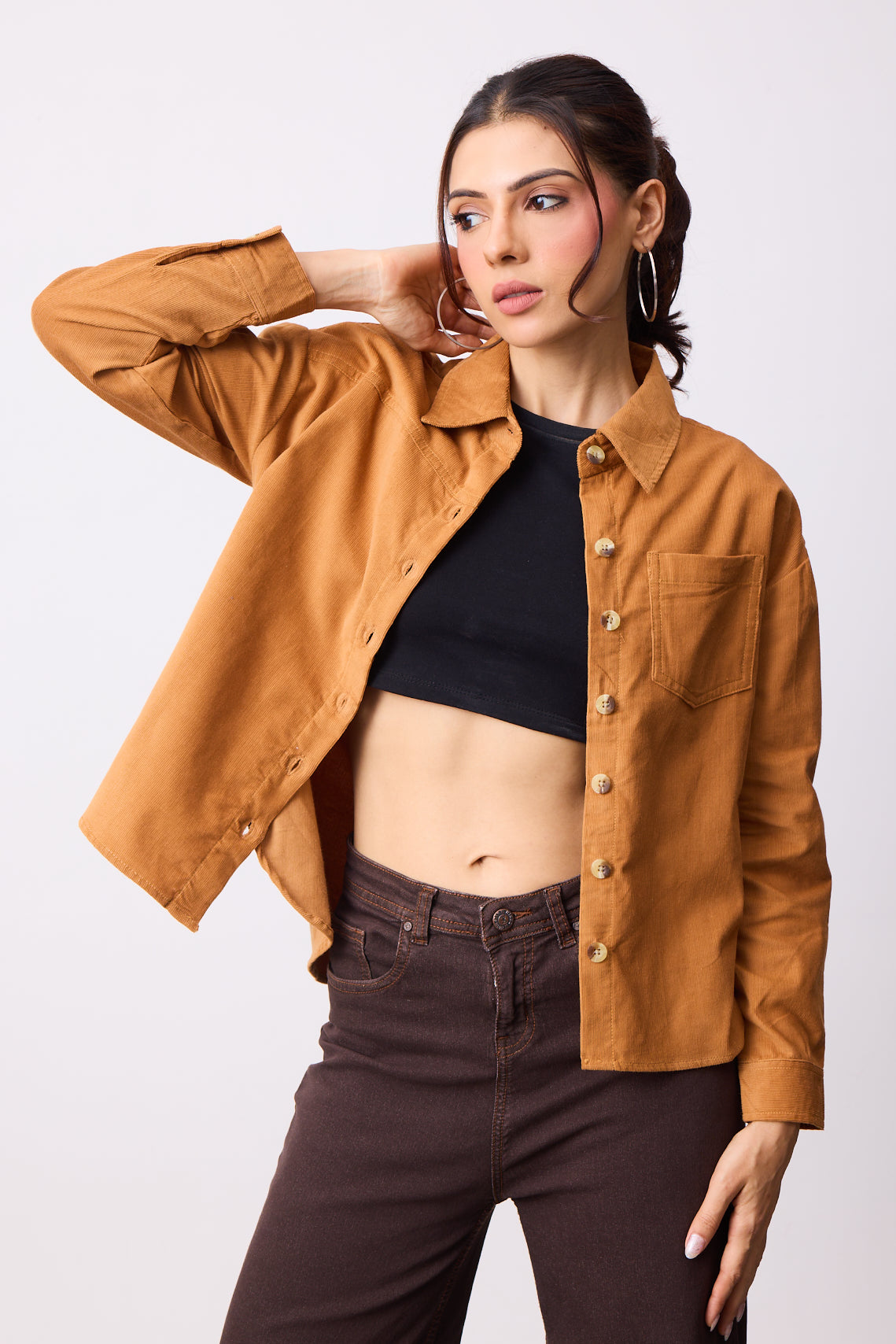 Womens Corduroy Shirt - Sahara Tan