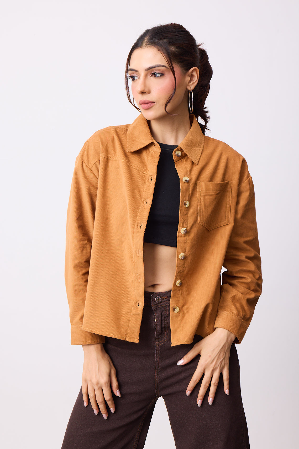 Womens Corduroy Shirt - Sahara Tan