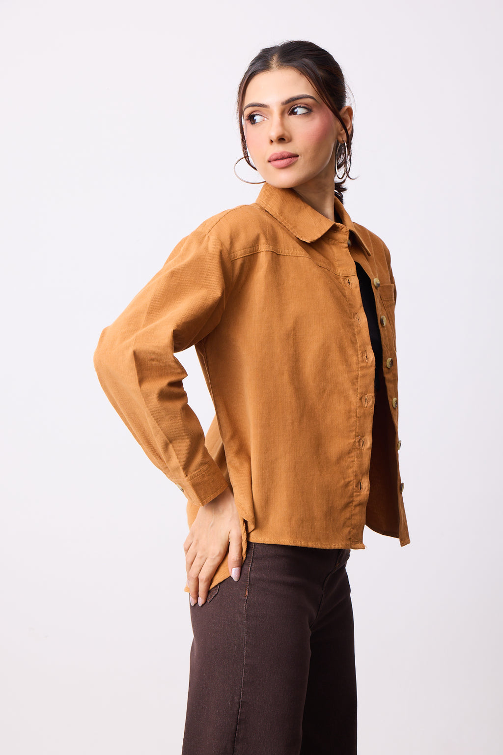 Womens Corduroy Shirt - Sahara Tan