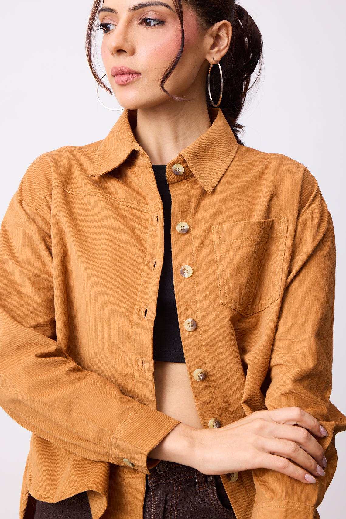 Womens Corduroy Shirt - Sahara Tan