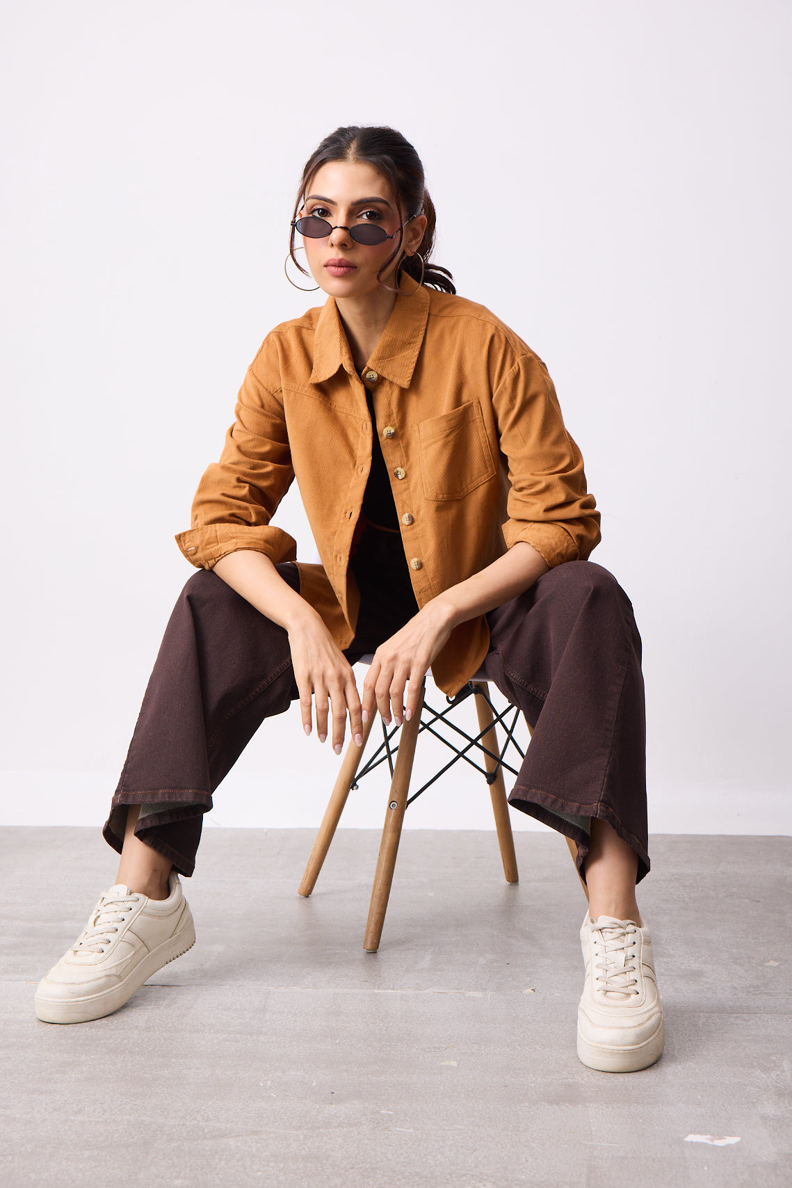 Womens Corduroy Shirt - Sahara Tan