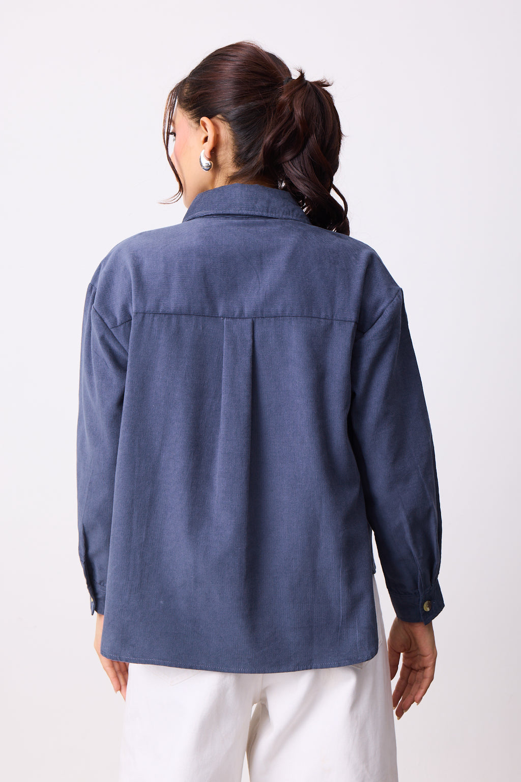 Womens Corduroy Shirt - Faded Grey