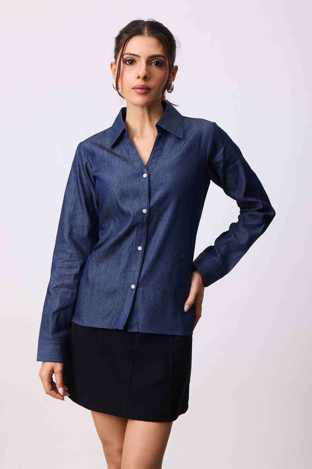 Womens Denim Shirt - Indigo Denim