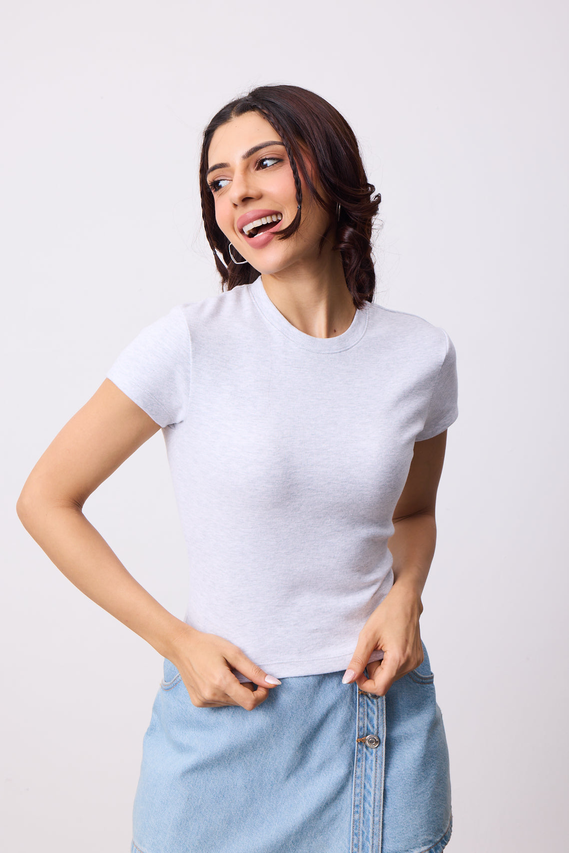 Womens Mini Tee - Grey Melange