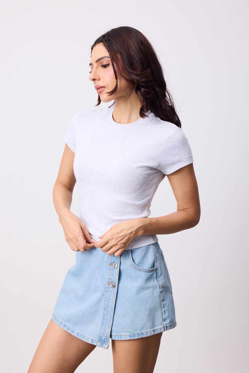Womens Mini Tee - Grey Melange