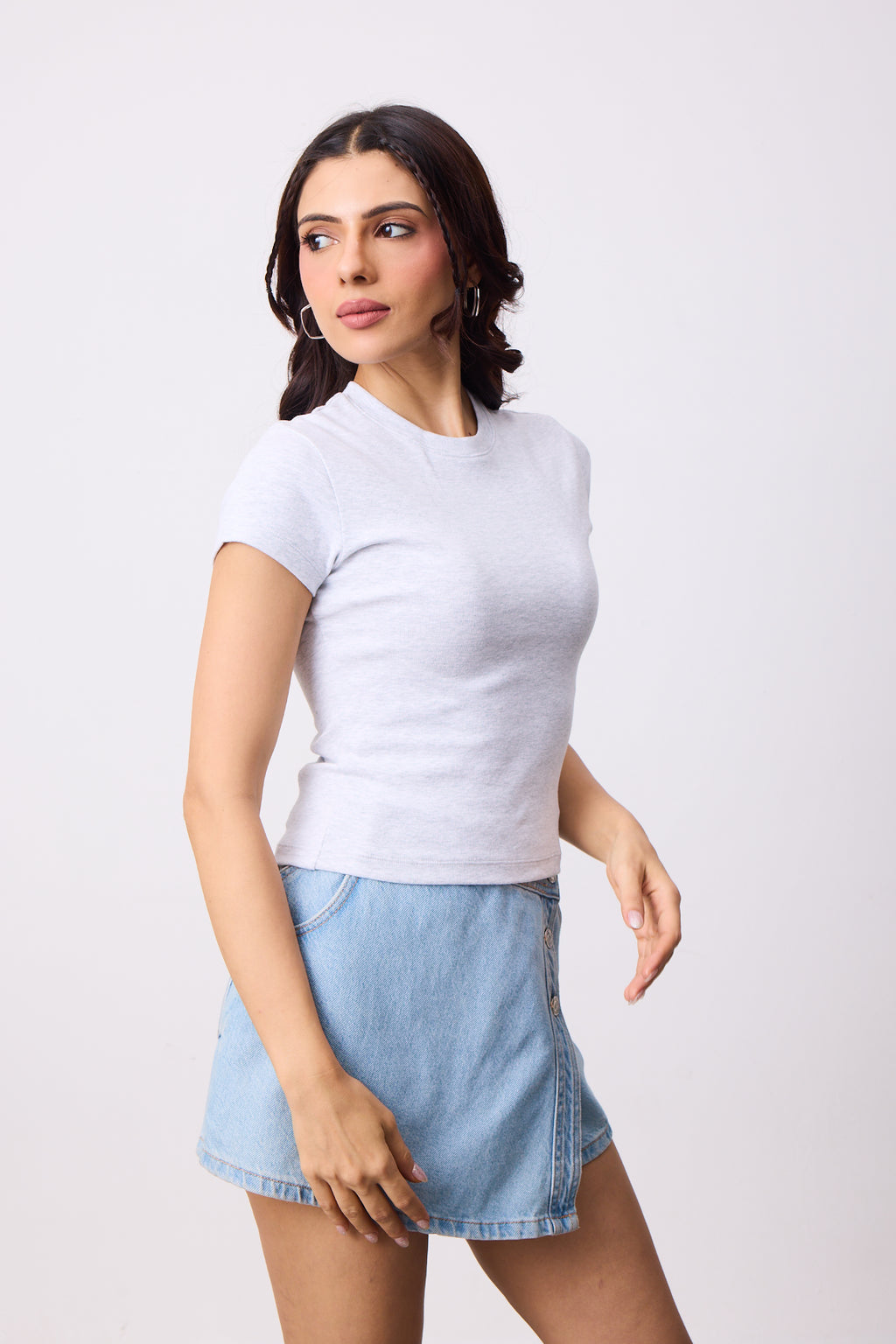 Womens Mini Tee - Grey Melange